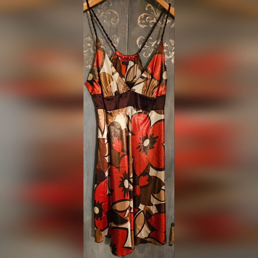 Sookie Des LA Gold Metallic Floral Sundress (M)